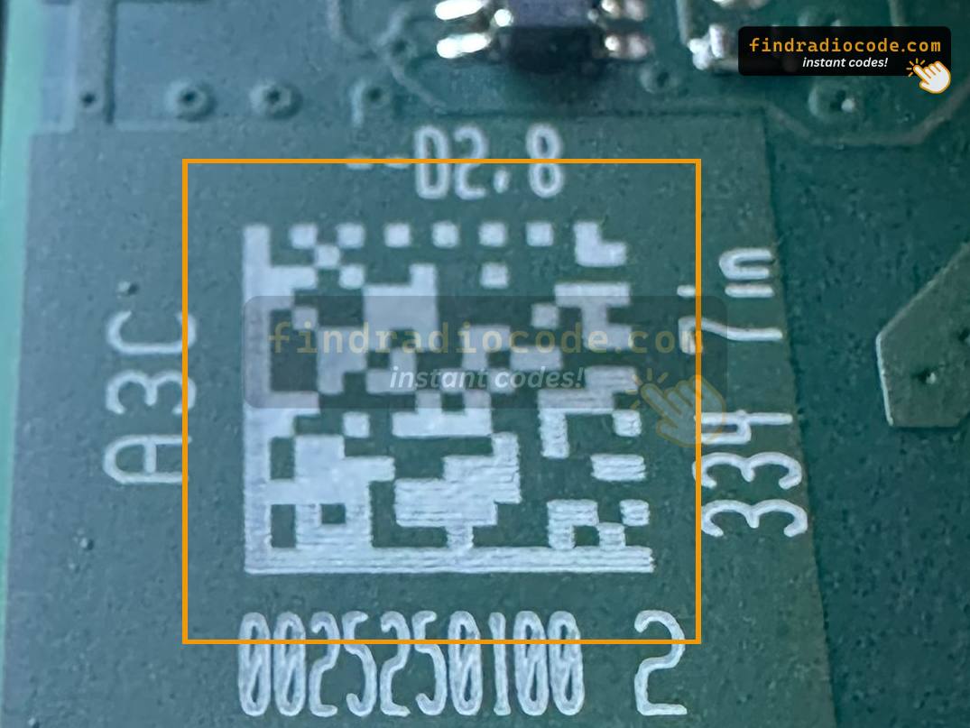 Square code on a Continental VP2 334 board, printed A3C and 334 7in